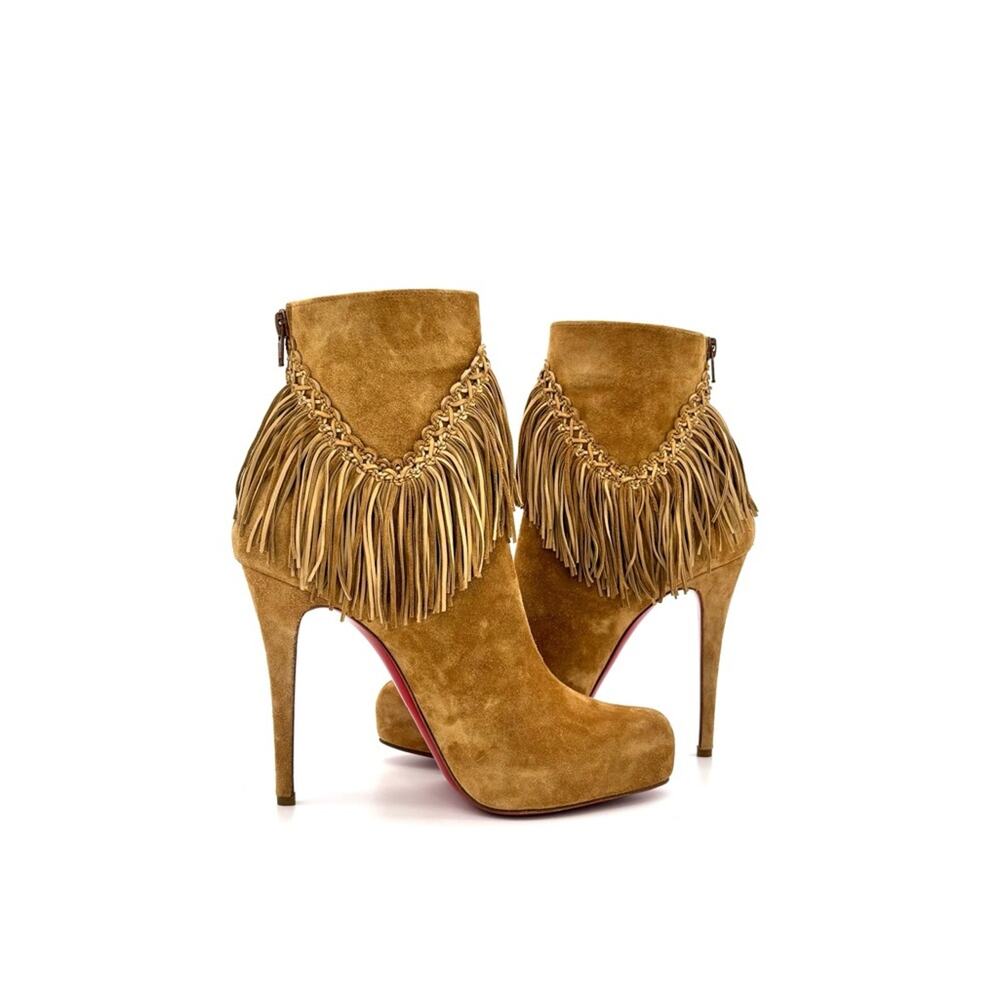 NEW Christian Louboutin Rom 120 Fringe Stiletto Heel Western Style Boots 40.5 - Picture 3 of 7